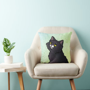 Oreiller à lancer de chat noir KiniArt