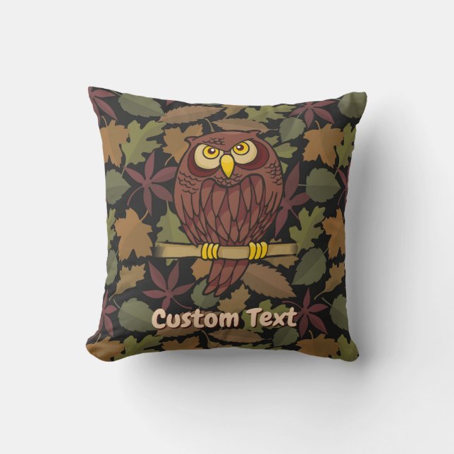 Oreiller à lancer de dessin de hibou (Recto)