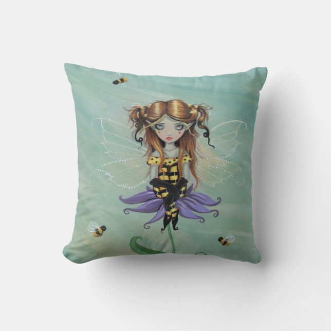 Oreiller à lancer de fée d'abeille mignon (Recto)