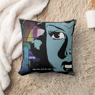 Oreiller à lancer de fille de pop art rétro