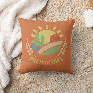 Oreiller à lancer de fille de prairie