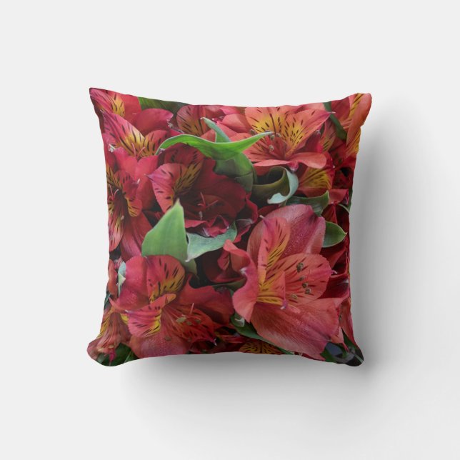 Oreiller à lancer de fleurs rouges (Recto)