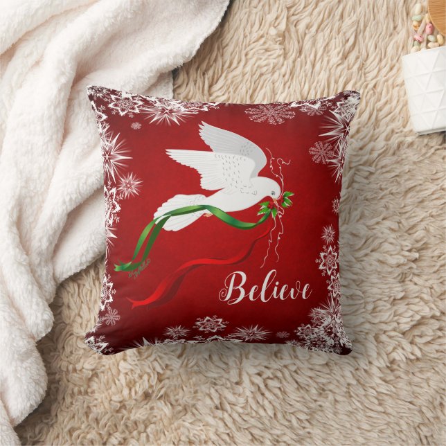 Oreiller à lancer de la colombe blanche de Noël (Couverture)