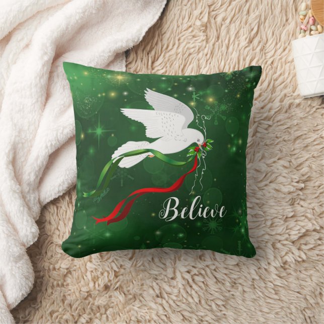 Oreiller à lancer de la colombe blanche de Noël (Couverture)