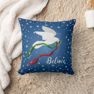Oreiller à lancer de la colombe blanche de Noël