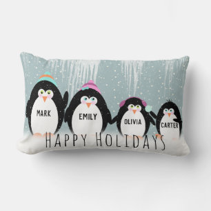 Oreiller à lancer de la famille Penguin de Noël