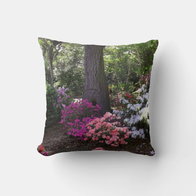 Oreiller à lancer de la forêt et des fleurs (Recto)