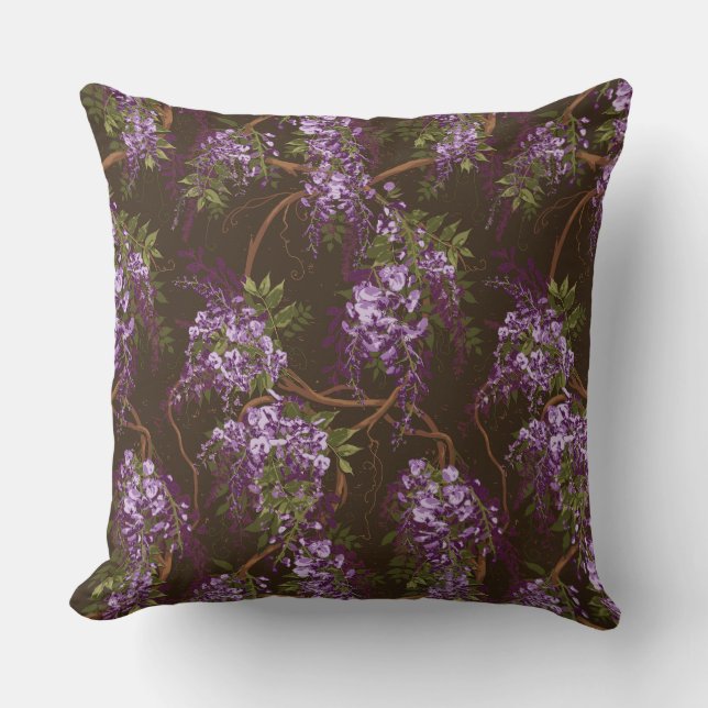 Oreiller à lancer de la vigne de la Wisteria Flora (Recto)