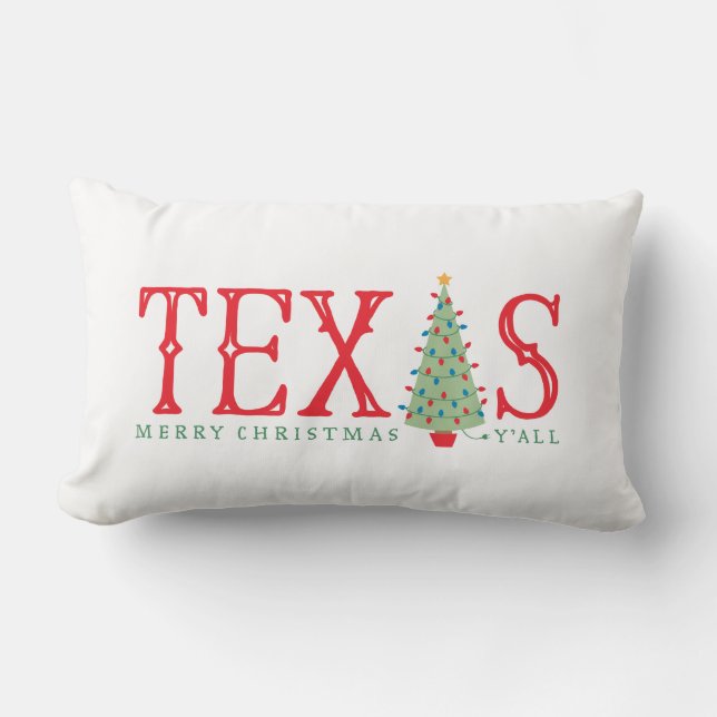 Oreiller à lancer de l'arbre de Noël du Texas (Recto)