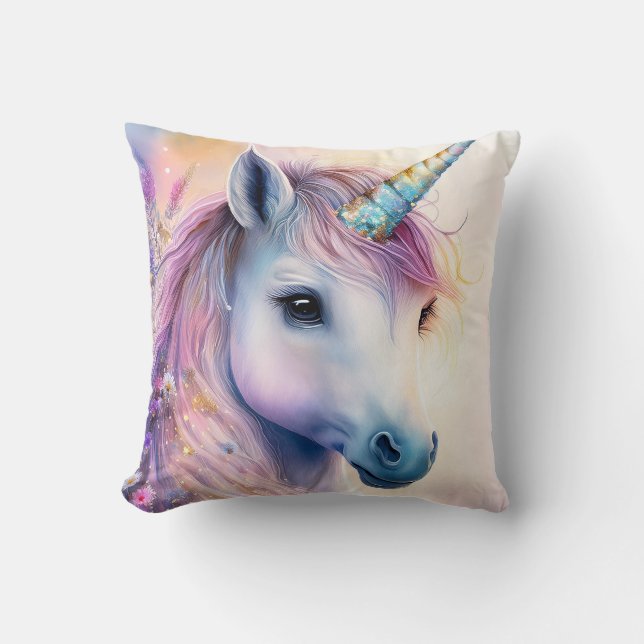 Oreiller à lancer de licorne d'Imaginaire (Recto)