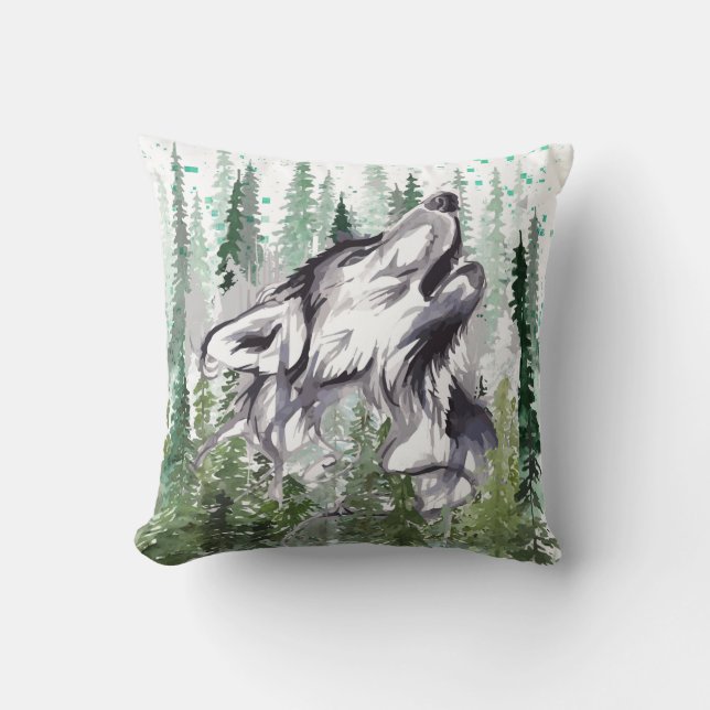 Oreiller à lancer de loup | Oreiller à lancer coul (Recto)