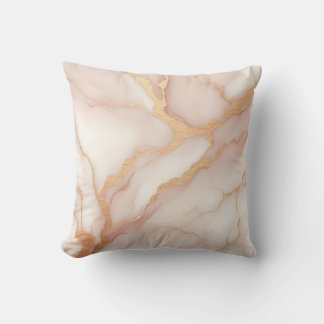 Oreiller à lancer de marbre rose avec des veines d