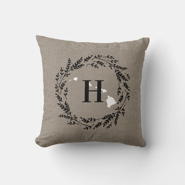 Oreiller à lancer de monogramme de couronne rustiq (Recto)