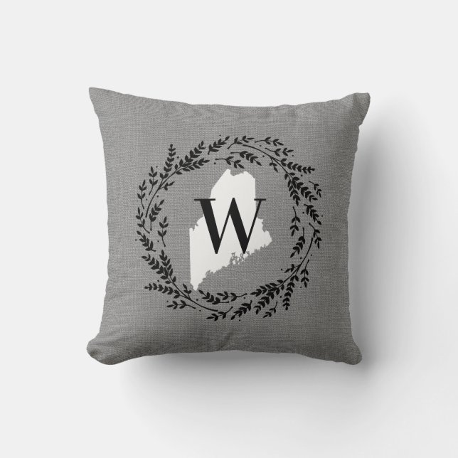 Oreiller à lancer de monogramme de couronne rustiq (Recto)