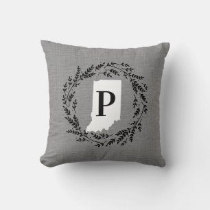 Oreiller à lancer de monogramme de couronne rustiq