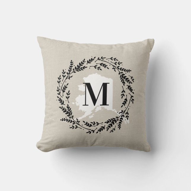 Oreiller à lancer de monogramme de germe rustique  (Recto)