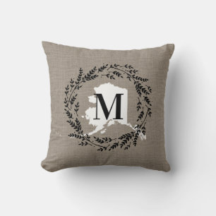 Oreiller à lancer de monogramme de germe rustique 