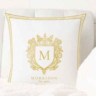 Oreiller à lancer de monogramme d'or