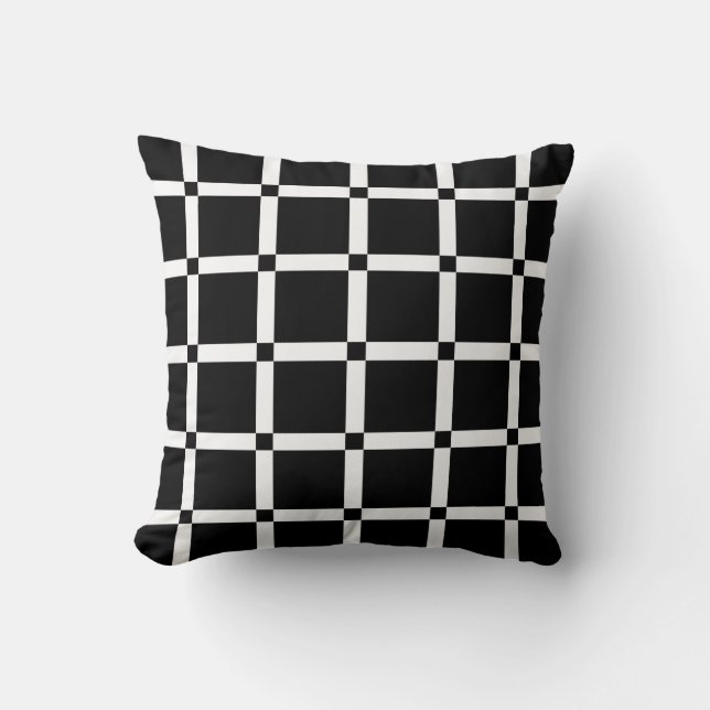 Oreiller à lancer de Motif de grille noir et blanc (Recto)