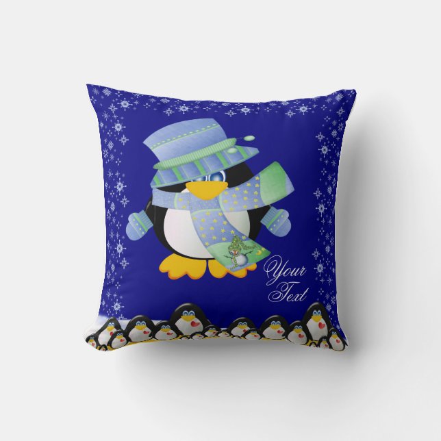 Oreiller à lancer de pingouin 20 po x 20 po (Recto)