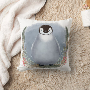 Oreiller à lancer de pingouin d'hiver