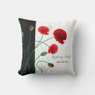 Oreiller à lancer de saké mariage | Poppies rouges
