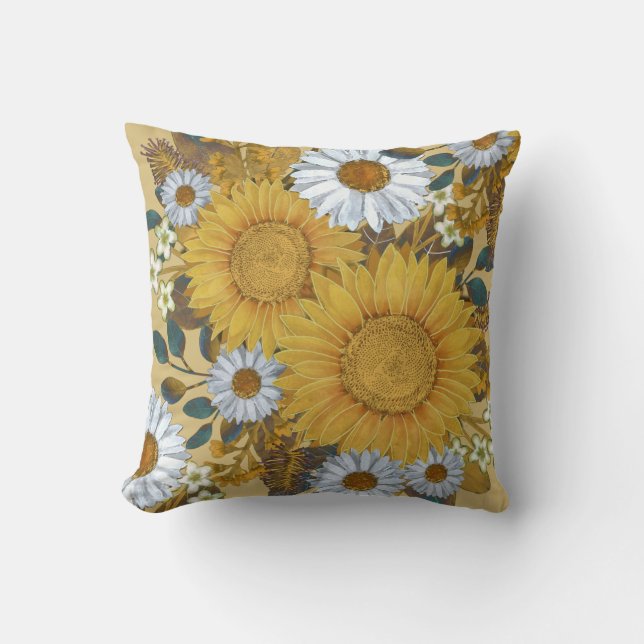Oreiller à lancer de tournesol jaune (Recto)