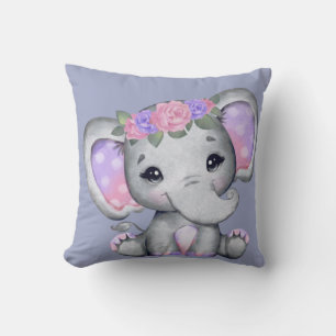Oreiller à lancer d'éléphant à couronne florale