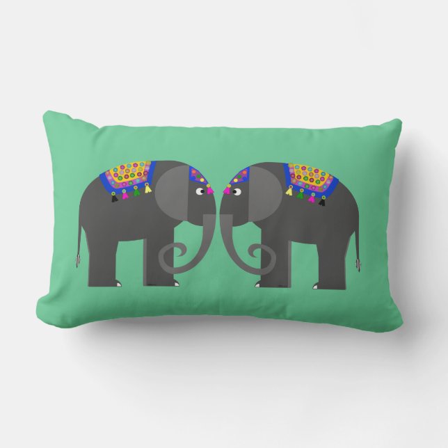 Oreiller à lancer d'éléphants indiens Lumbar (Recto)