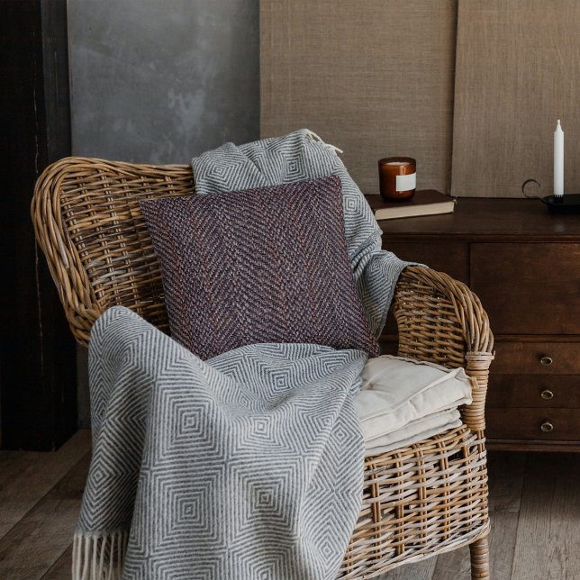 Oreiller à lancer d'image Tweed Brown et bleu (Brown and Blue Tweed Image Throw Pillow)