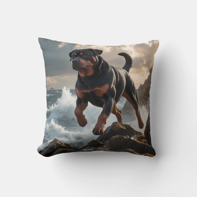Oreiller à lancer élégant Rottweiler (Recto)