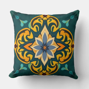Oreiller à lancer en mosaïque jaune