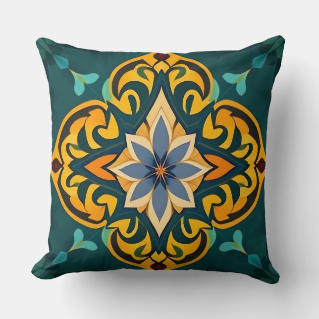 Oreiller à lancer en mosaïque jaune (Recto)