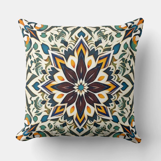 Oreiller à lancer en mosaïque Mandala (Recto)