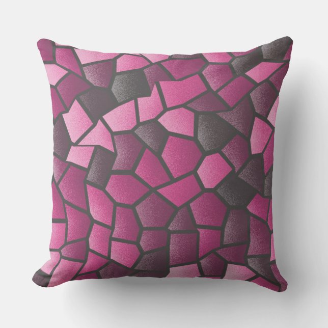 Oreiller à lancer en mosaïque rose chaud (Recto)