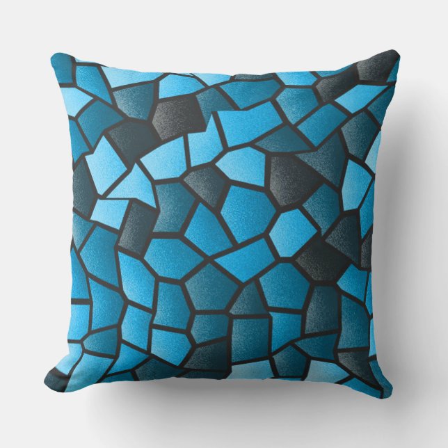Oreiller à lancer en mosaïque turquoise (Recto)