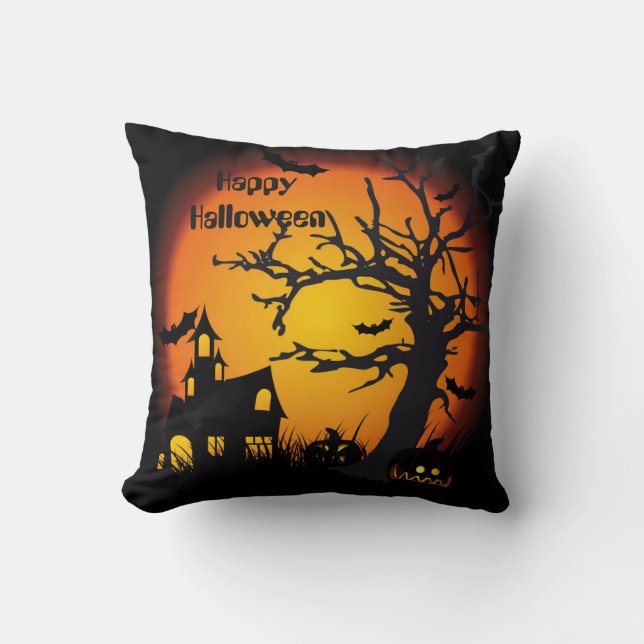 Oreiller à lancer en polyester d'Halloween 16" x 1 (Recto)
