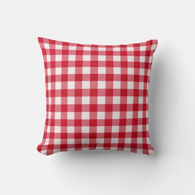 Oreiller à lancer En vichy réversible rouge (Recto)