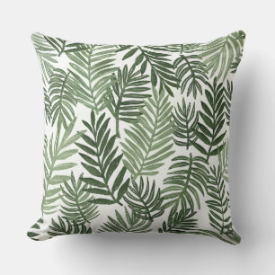 Oreiller à lancer Feuilles vert et blanc