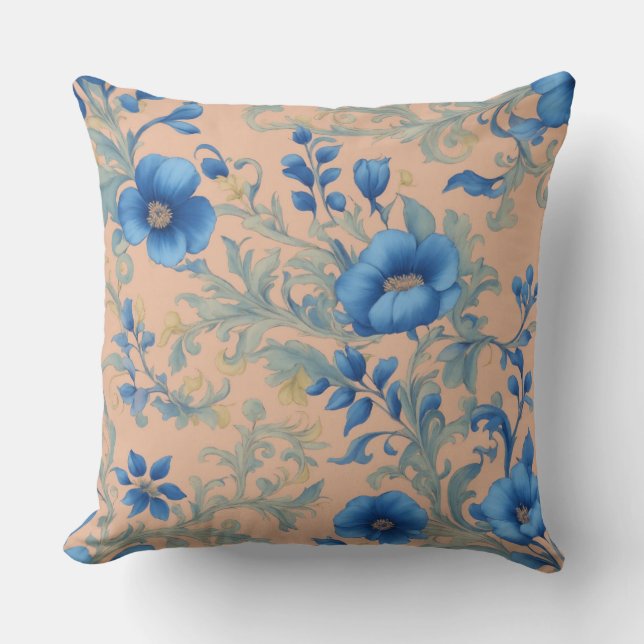 Oreiller à lancer floral bleu (Recto)