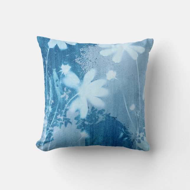 Oreiller à lancer floral bleu (Recto)