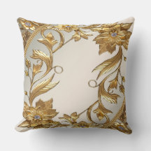 Oreiller à lancer Floral Feuille Golden Wavy