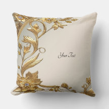 Oreiller à lancer Floral Feuille Golden Wavy