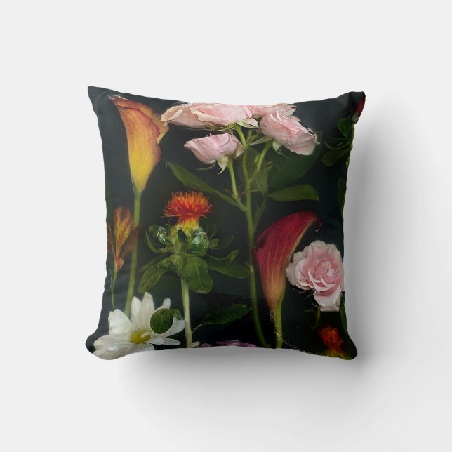 Oreiller à lancer floral foncé (Recto)
