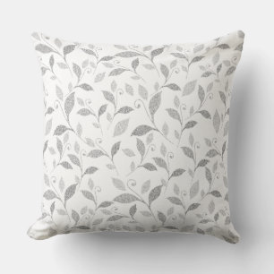 Oreiller à lancer floral gris texturé