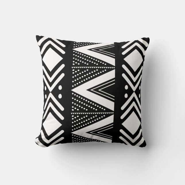 Oreiller à lancer inspiré de tissu de boue noire a (Recto)