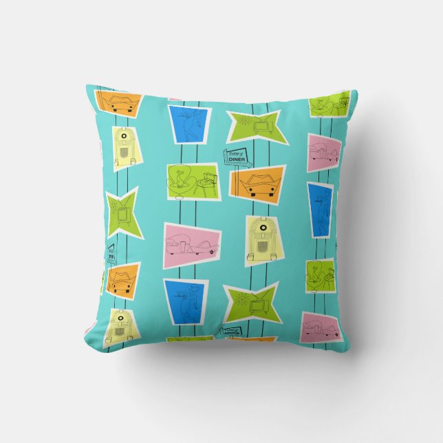 Oreiller à lancer kitsch rétro atomique (Recto)