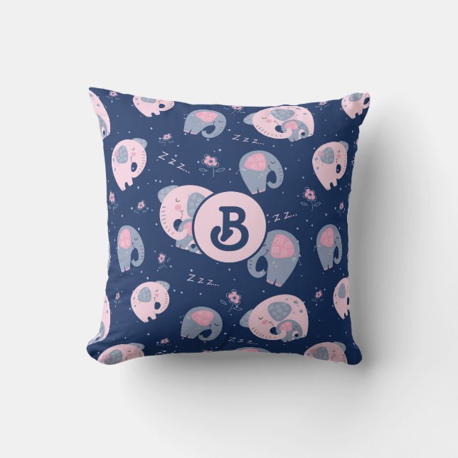 Oreiller à lancer maman et bébé éléphant (Recto)