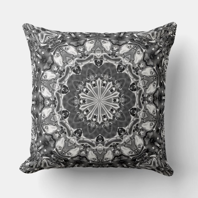 Oreiller à lancer Mandala en argent (Recto)