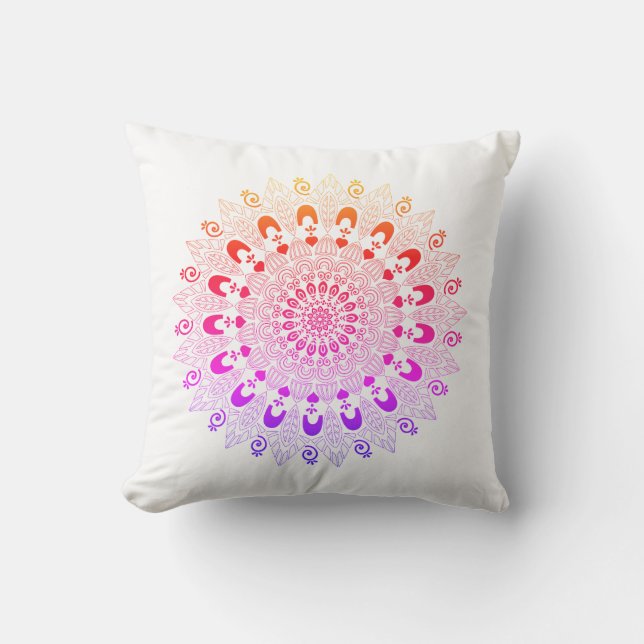 Oreiller à lancer Mandala Flower Design (Recto)